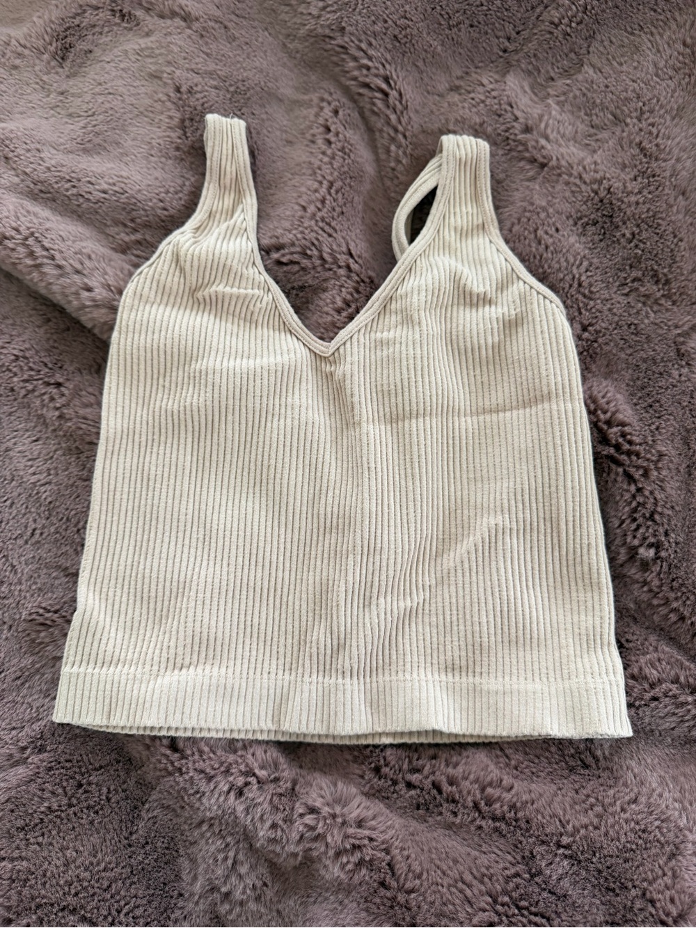 Intimately by Free People Ribbed V-Neck Tank Top - Beige